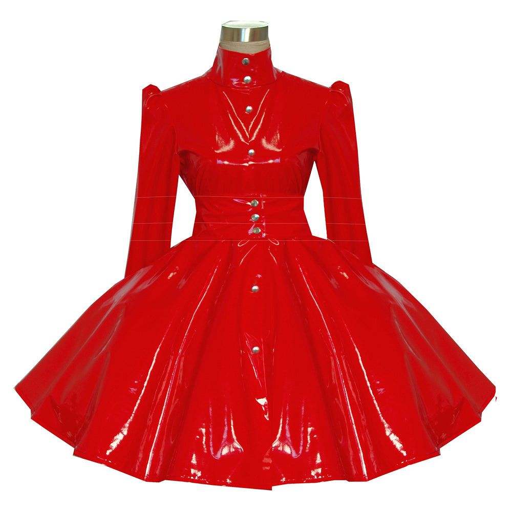 rotes enges PVC-Kleid G380