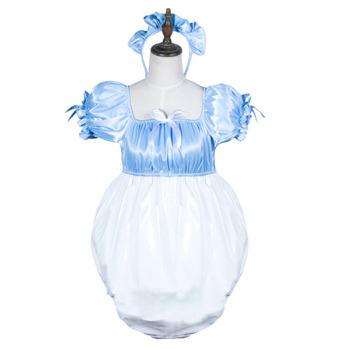 Baby Blue & White Thin PVC Bodysuit G3800