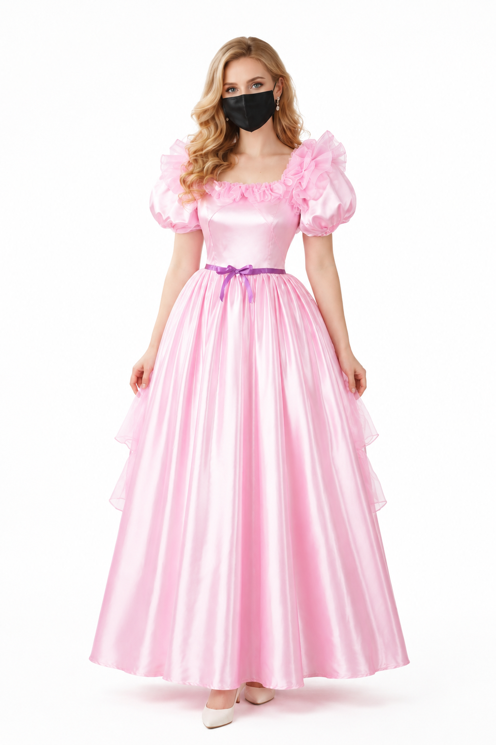 Babyrosa Satin- & Organzakleid G3802