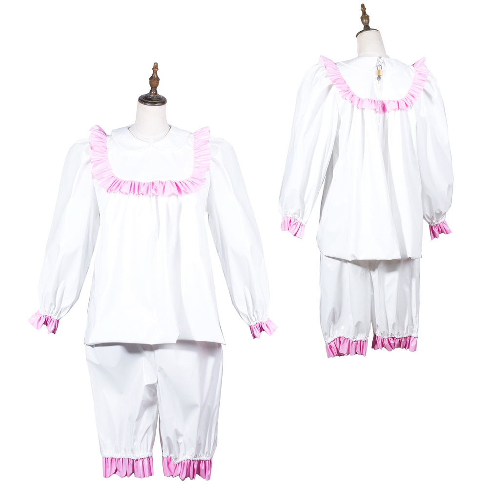 White Thin PVC Blouse & Shorts Set G3804