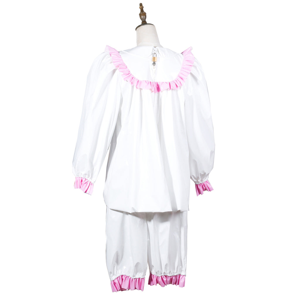 White Thin PVC Blouse & Shorts Set G3804