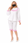 White Thin PVC Blouse & Shorts Set G3804