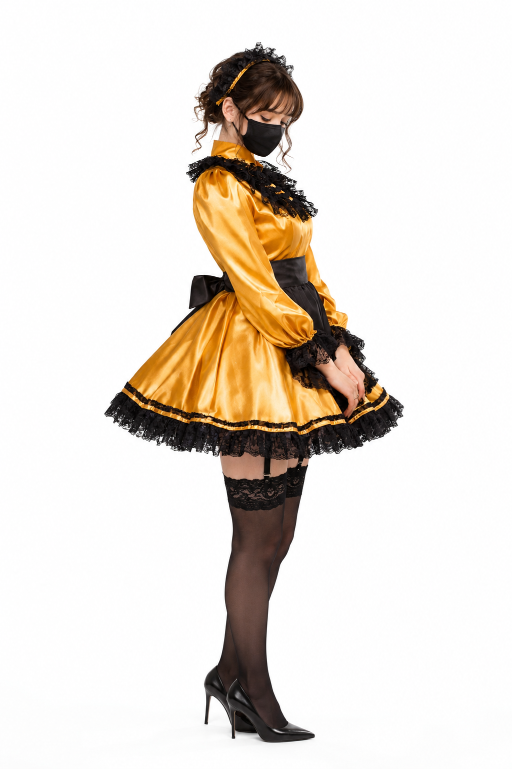 Gold Satin Dress G3805
