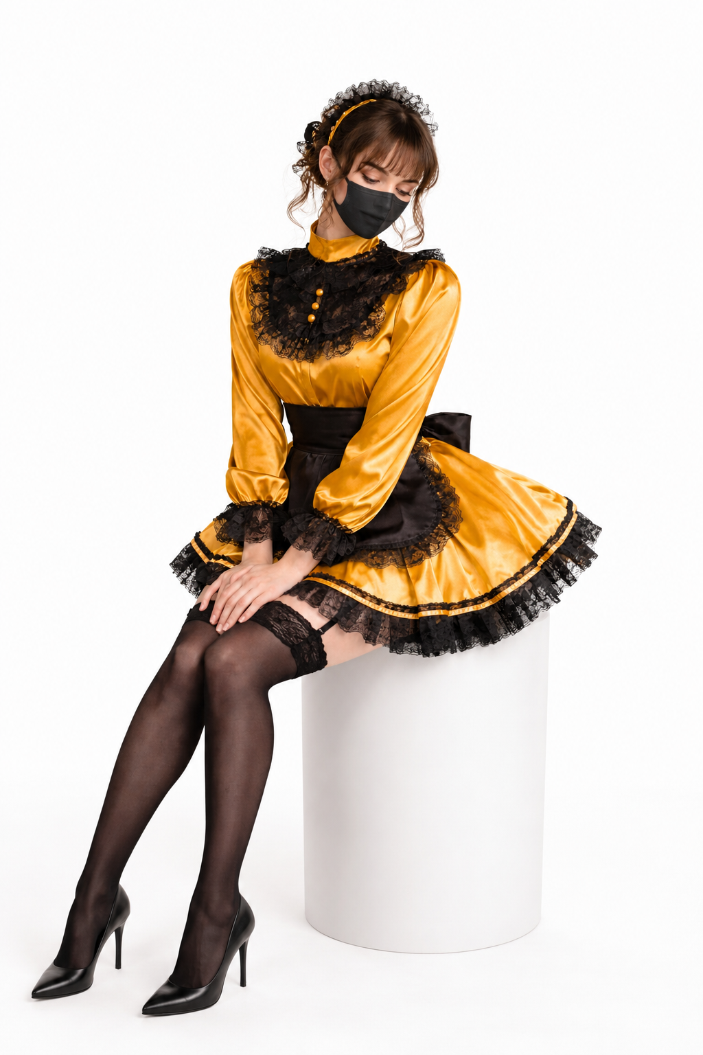 Gold Satin Dress G3805