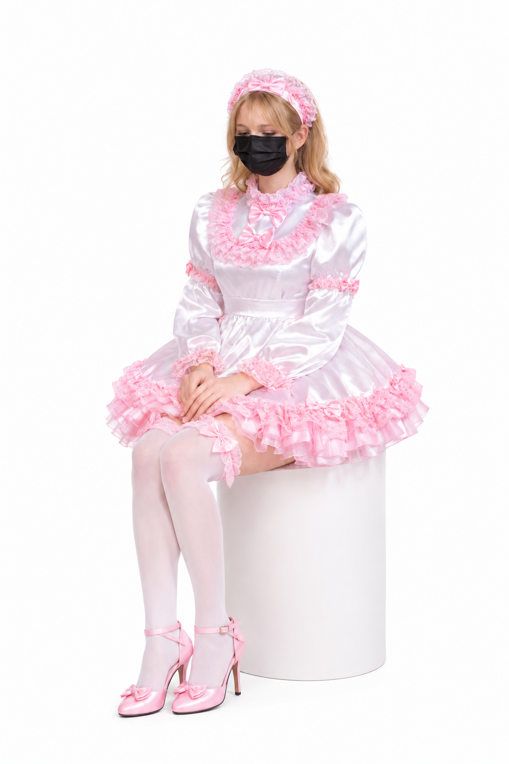 White Satin Dress G3807
