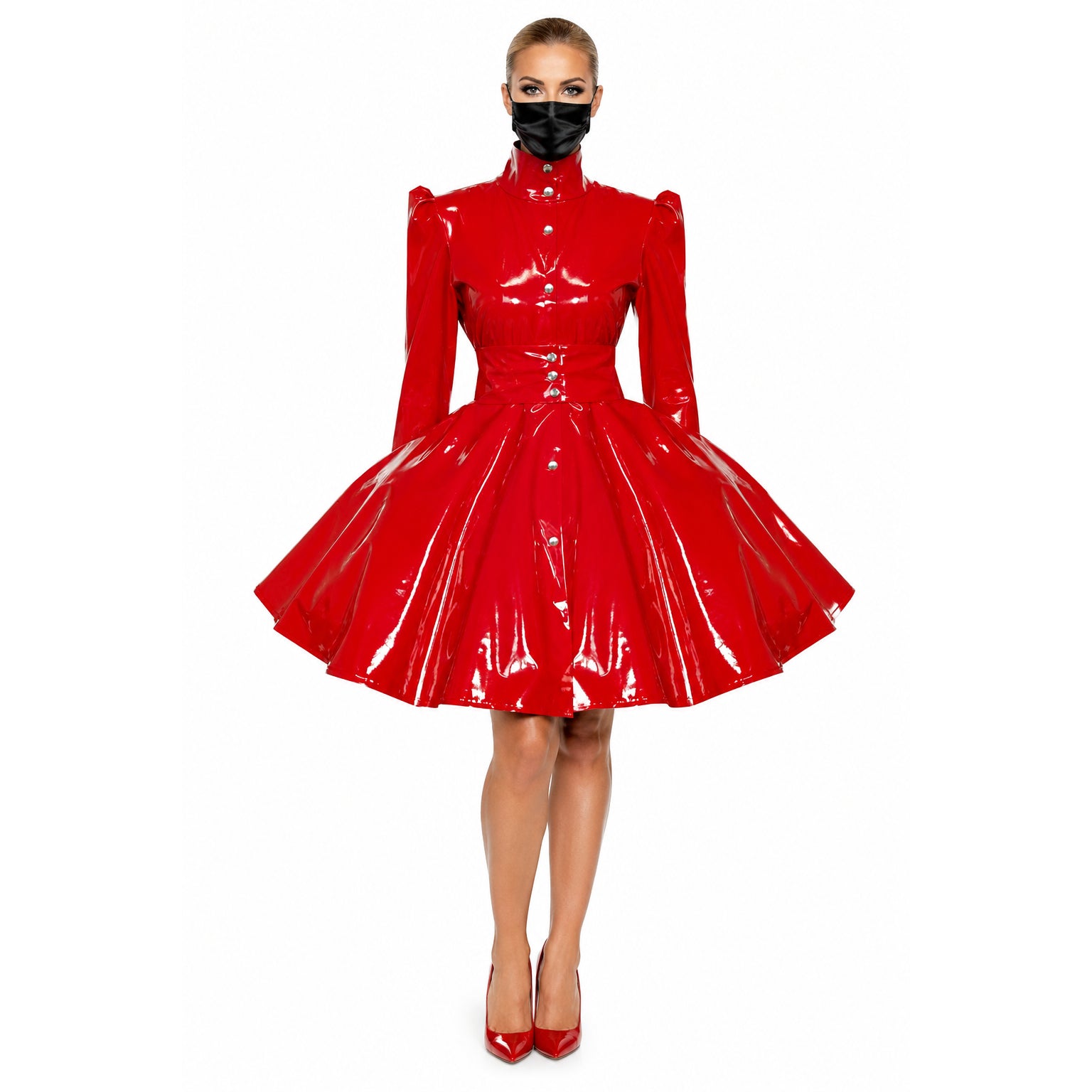 rotes enges PVC-Kleid G380