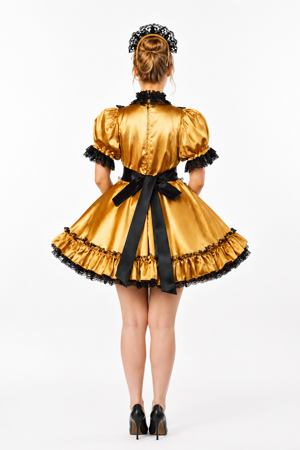 Goldenes Satinkleid G3813