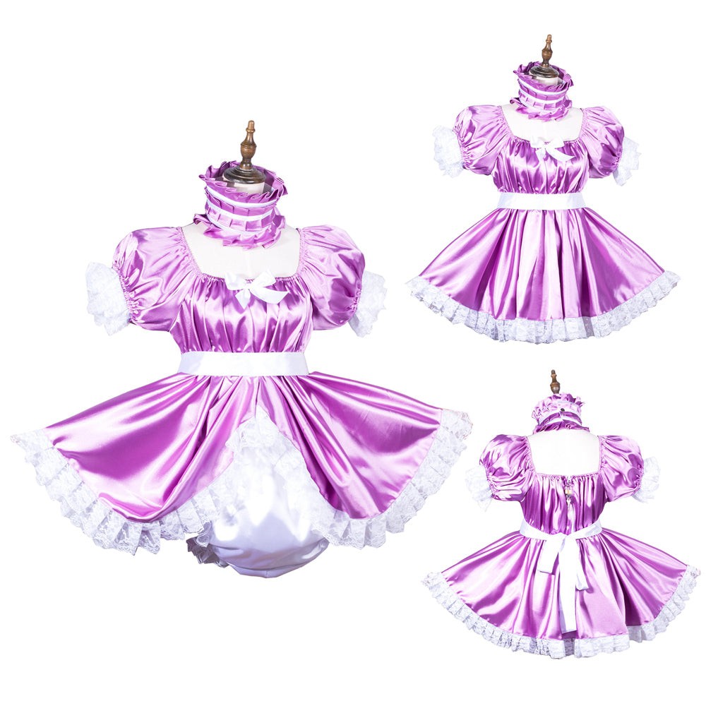 Combinaison courte en satin lilas G3814