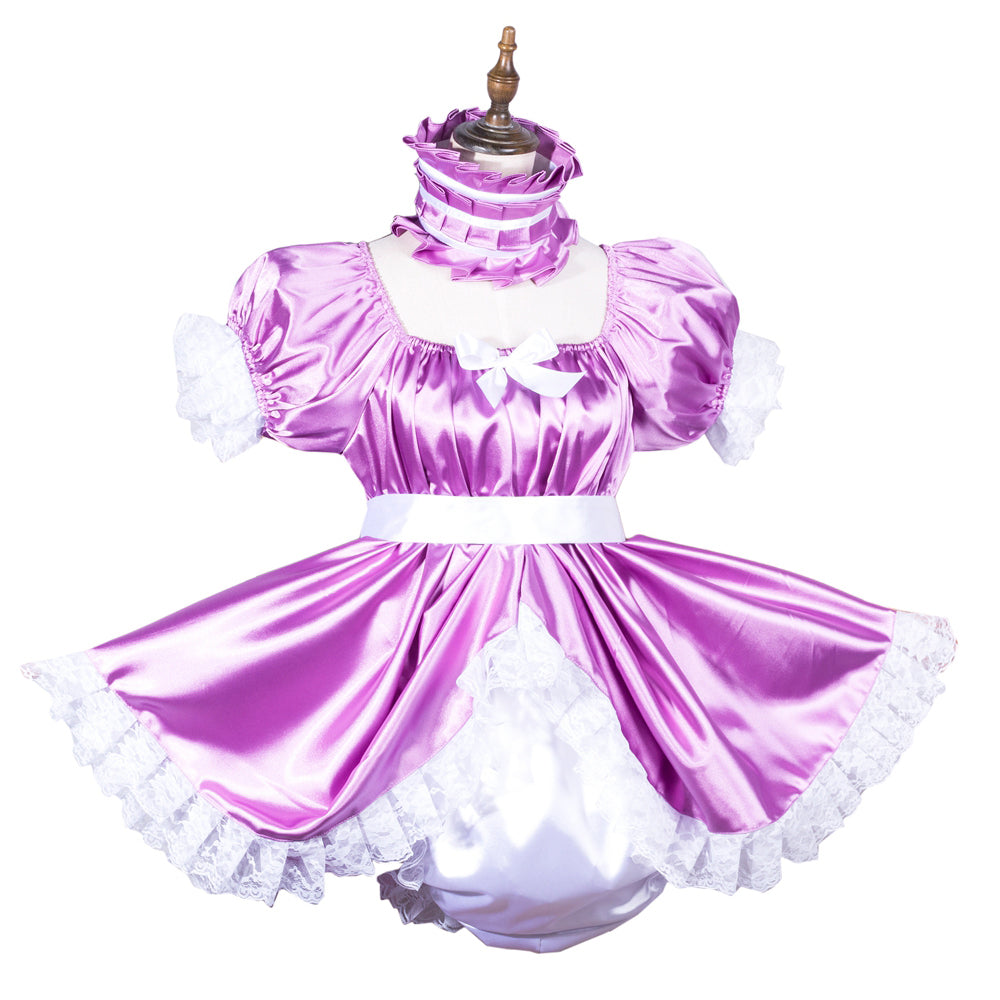 Combinaison courte en satin lilas G3814