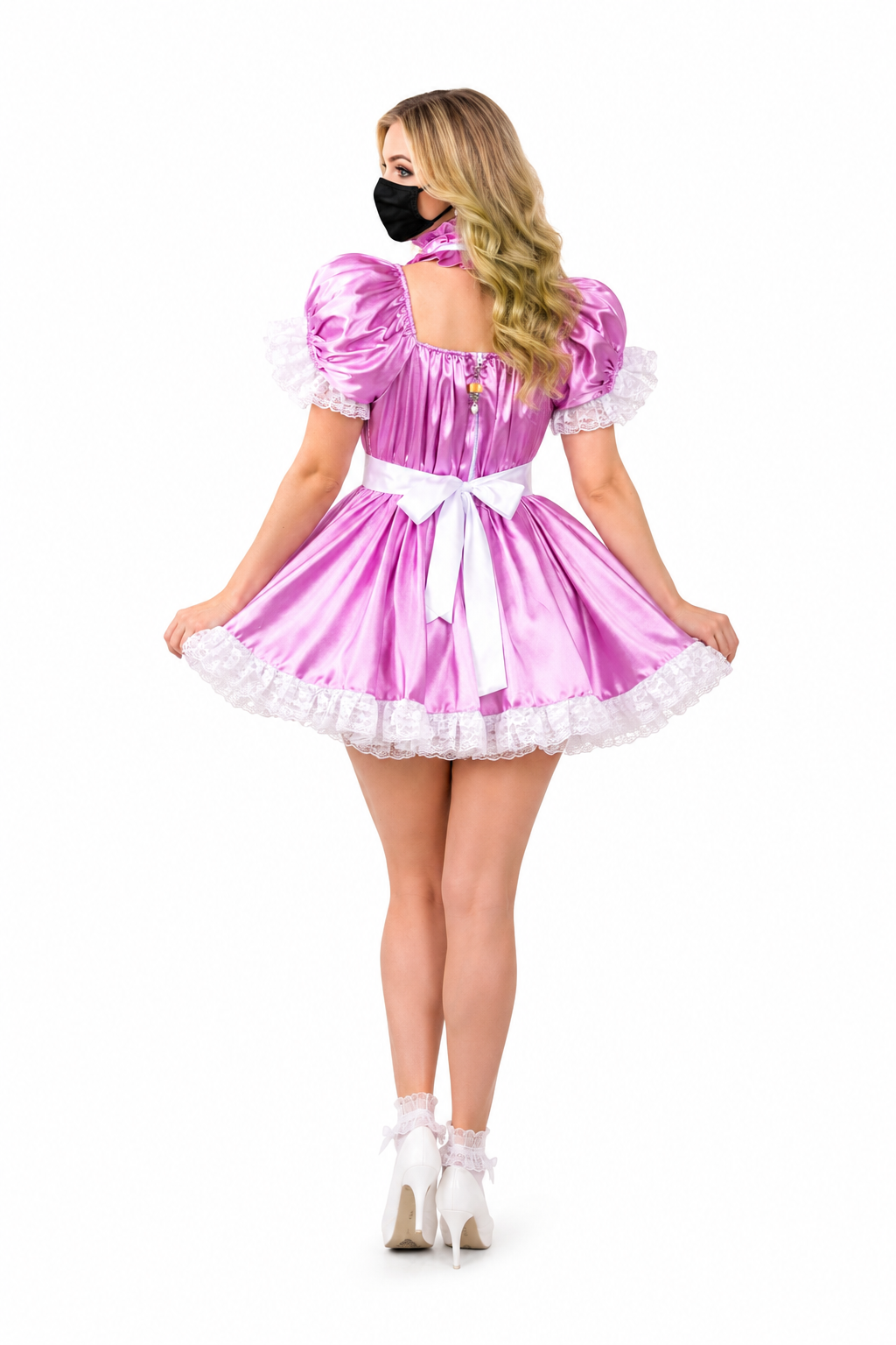 Fliederfarbener Satin-Overall G3814