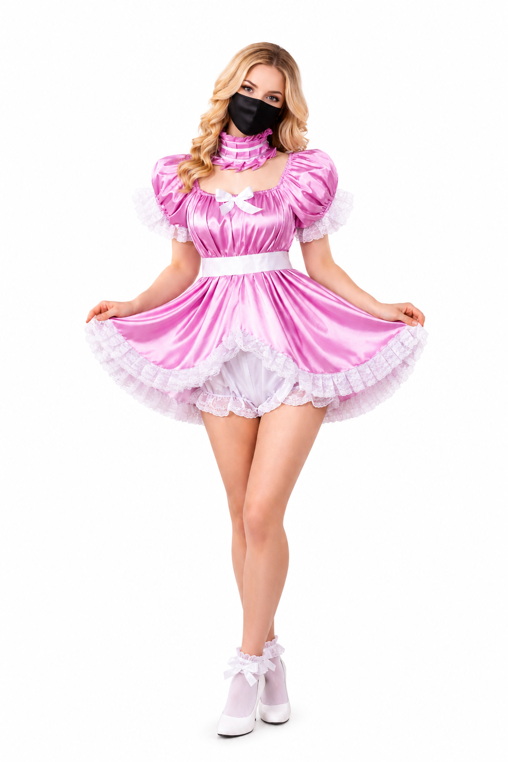 Fliederfarbener Satin-Overall G3814