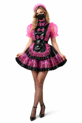 Black & Hot Pink PVC Dress G3818