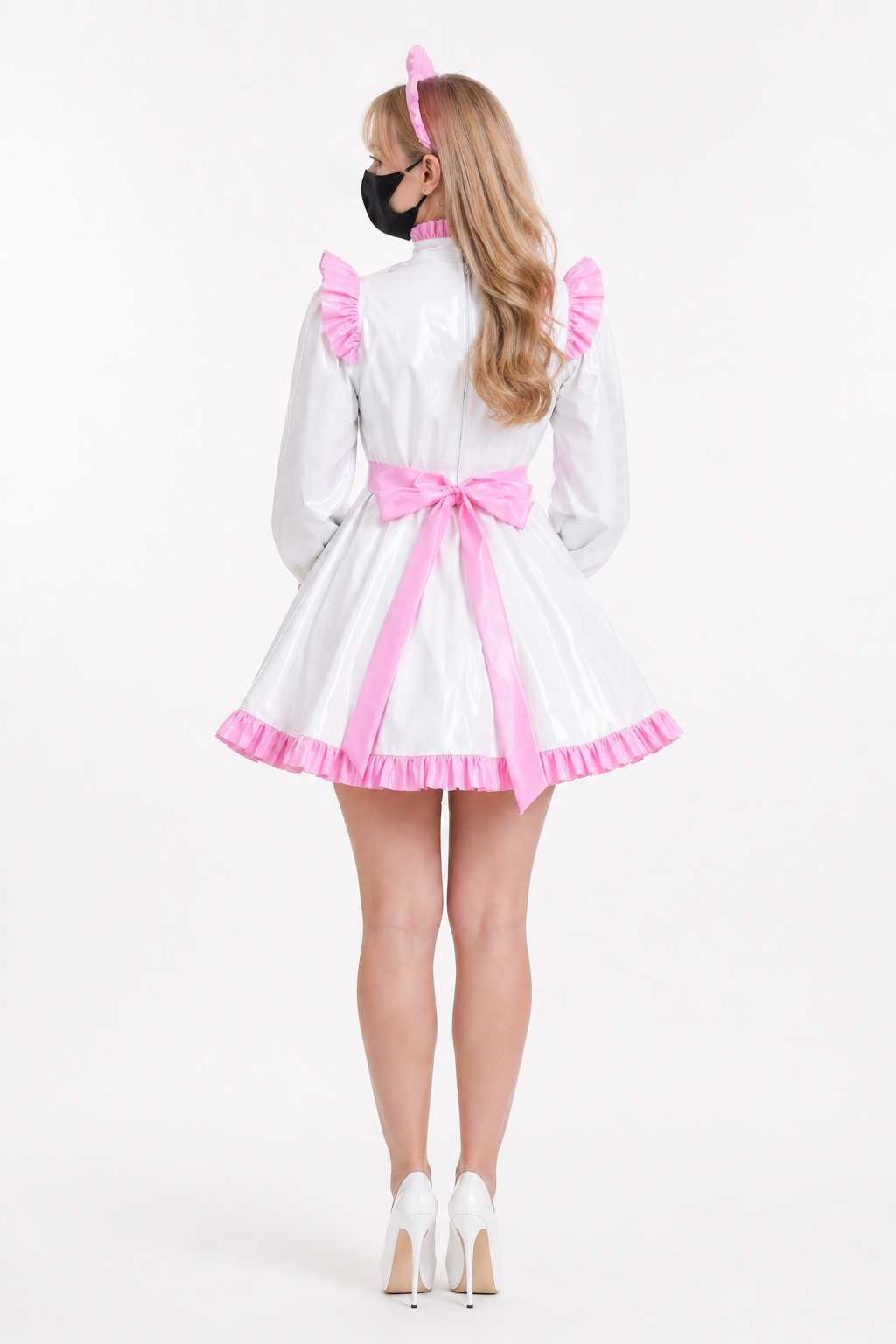 White Thin PVC Dress G3820