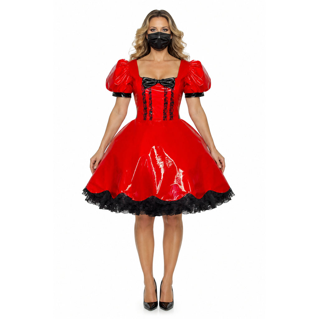 rotes dünnes PVC-Kleid G382