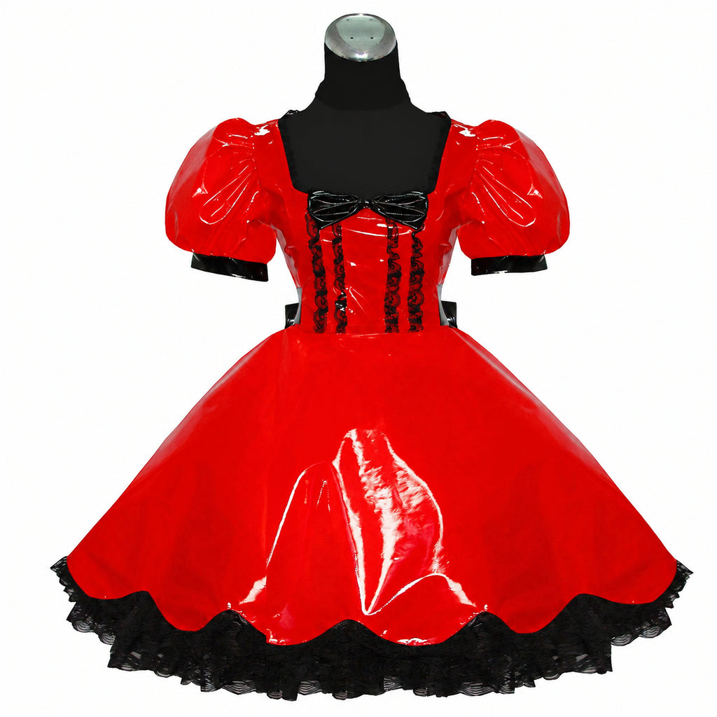 rotes dünnes PVC-Kleid G382