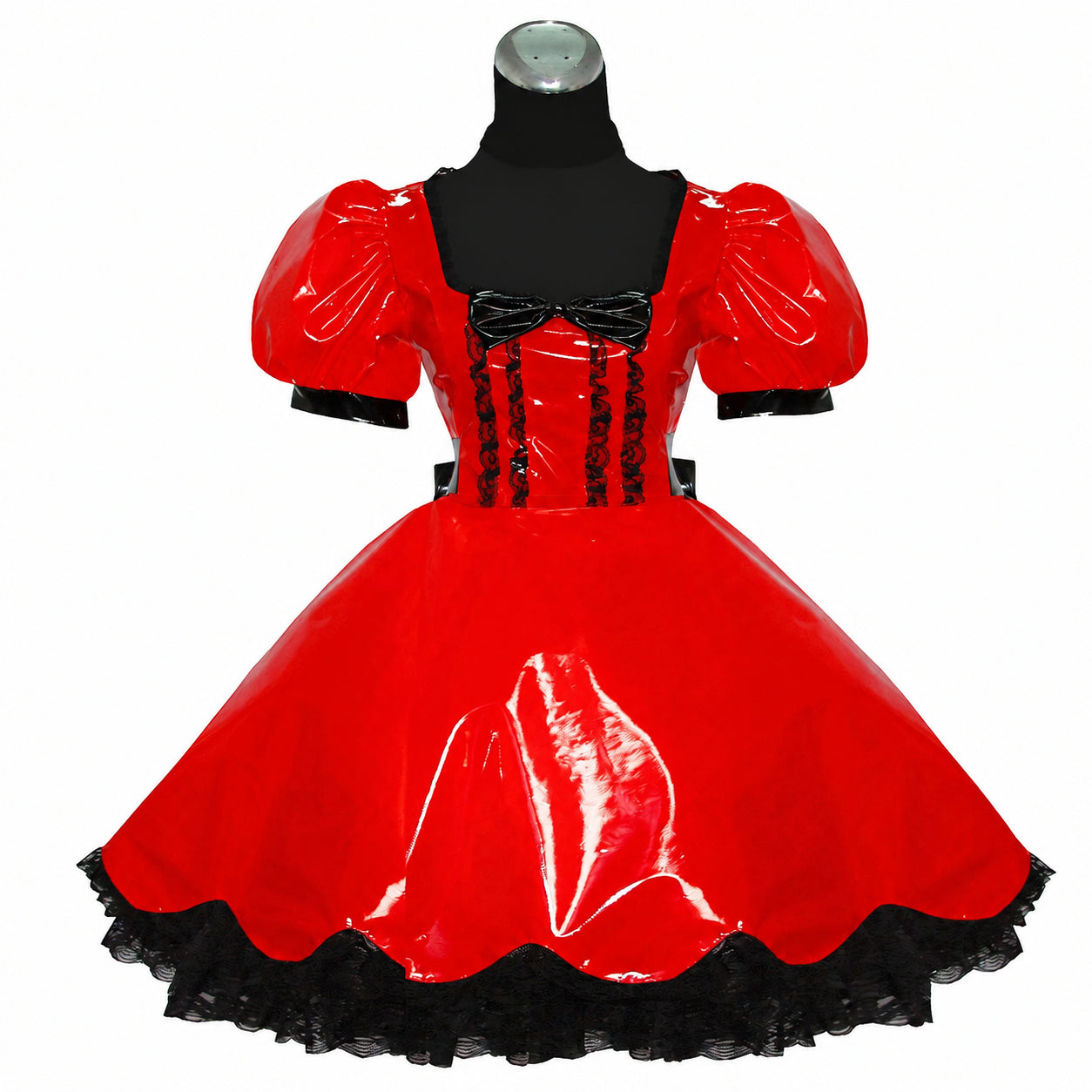 rotes dünnes PVC-Kleid G382