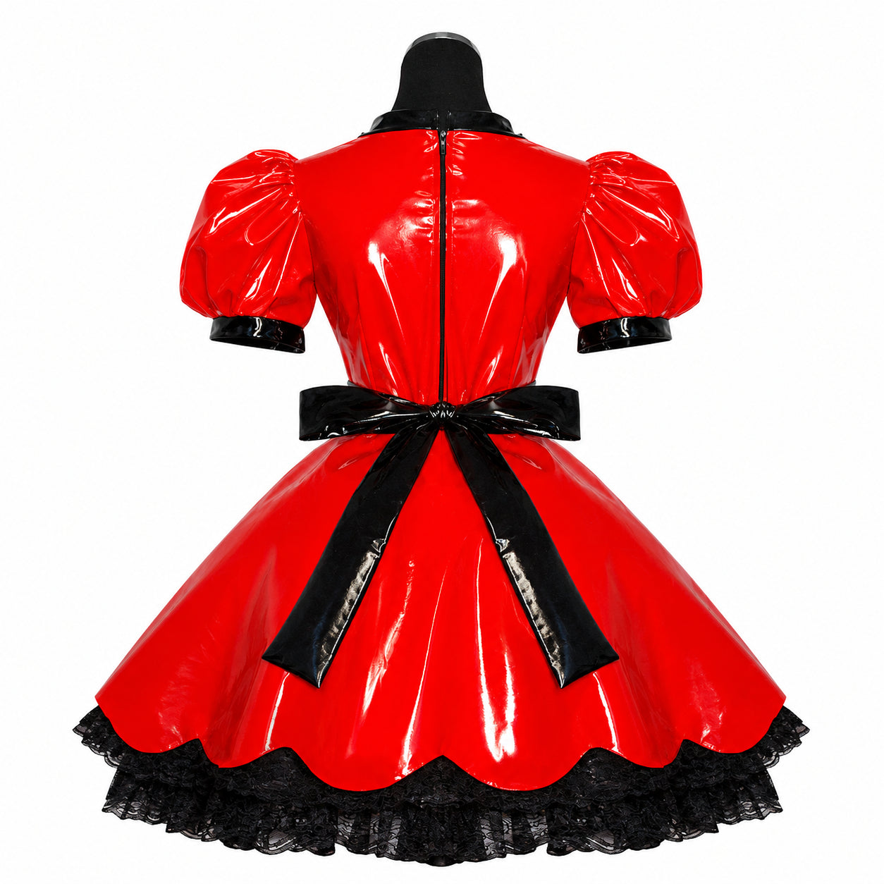 rotes dünnes PVC-Kleid G382