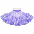 Purple ruffled sissy maid dress skirt with elastic waist, part of boutique costume set
