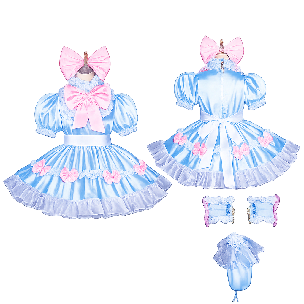 Robe en satin bleu clair G3836
