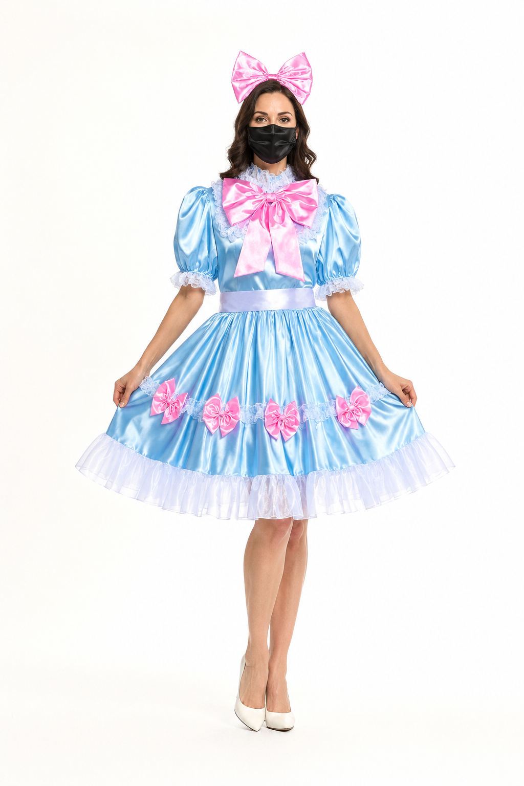 Baby Blue Satin Dress G3836