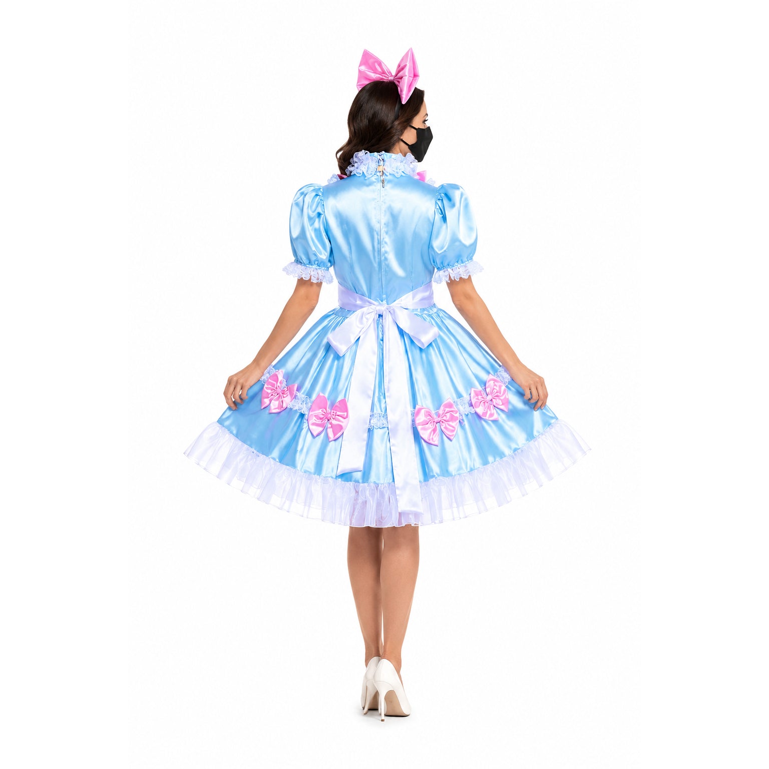 Robe en satin bleu clair G3836