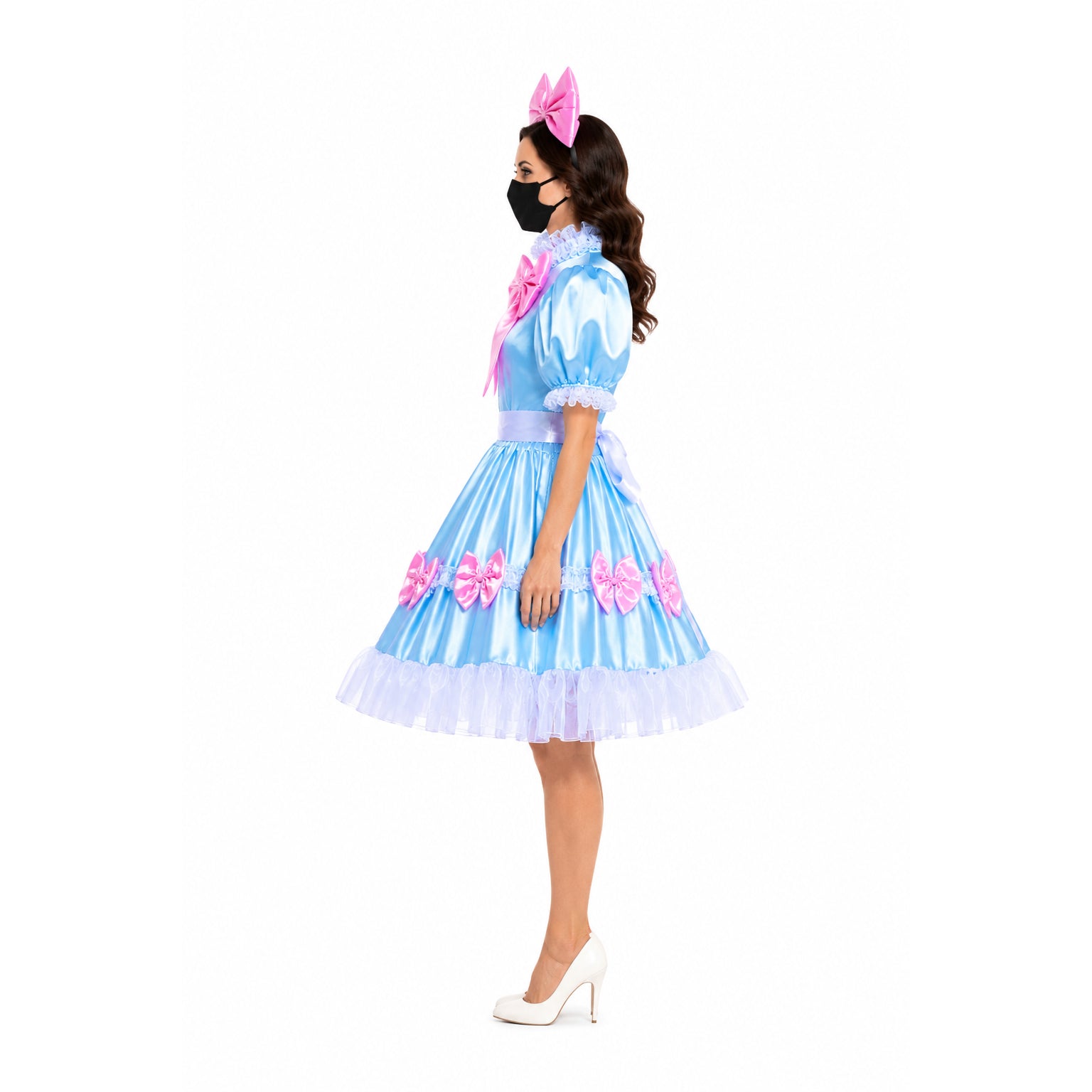 Robe en satin bleu clair G3836