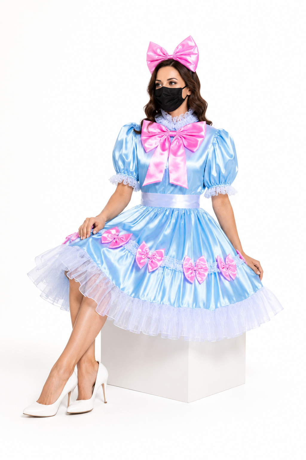 Baby Blue Satin Dress G3836