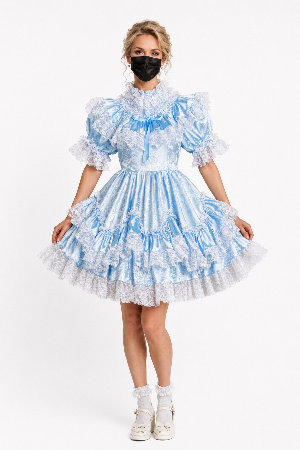 Baby Blue Satin Dress G3838