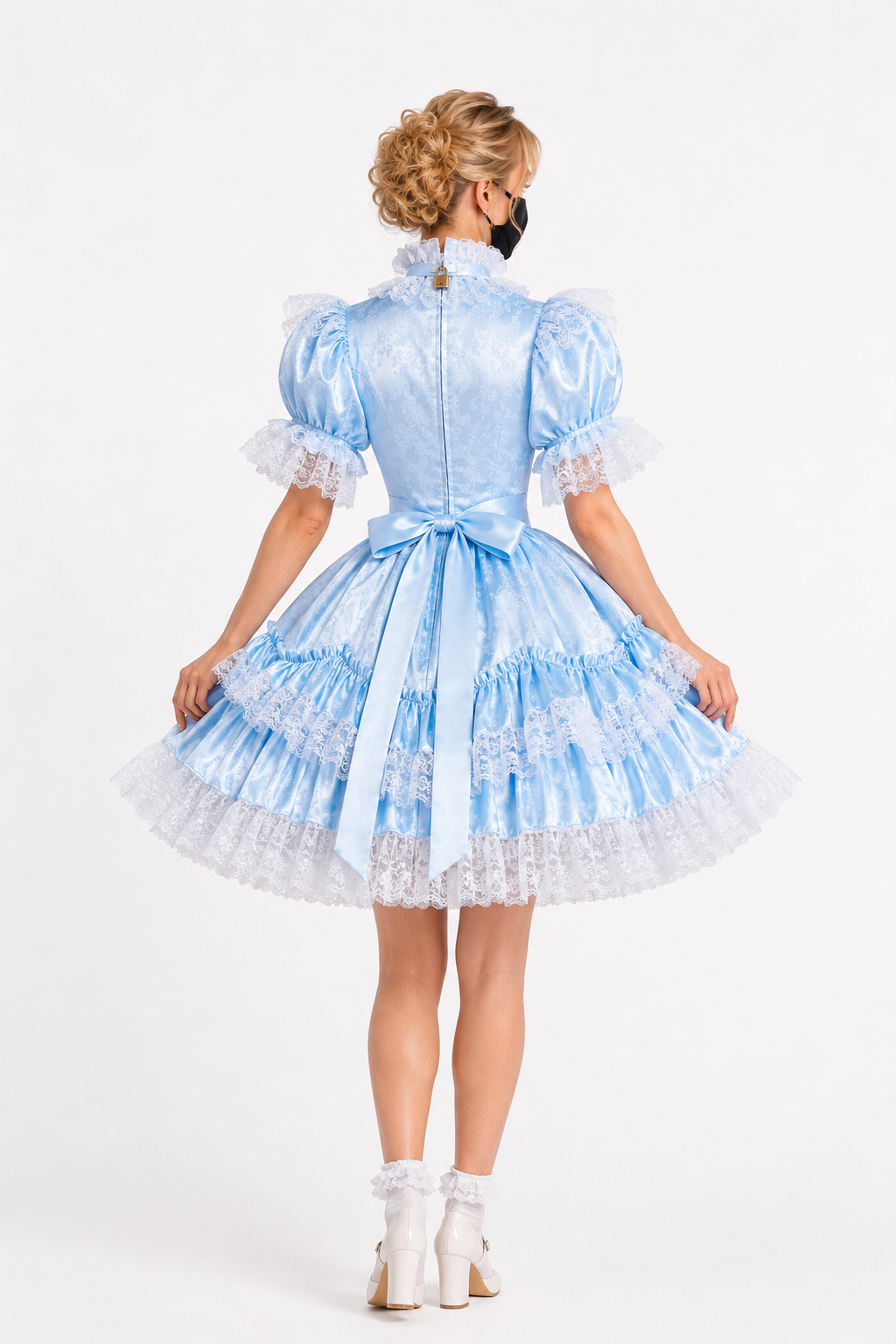 Baby Blue Satin Dress G3838