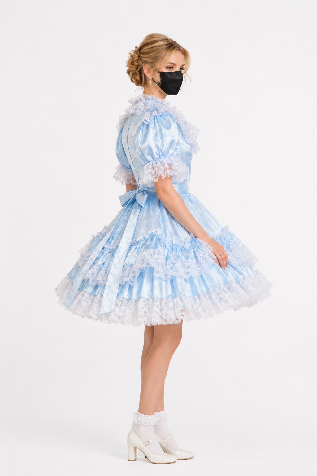 Baby Blue Satin Dress G3838