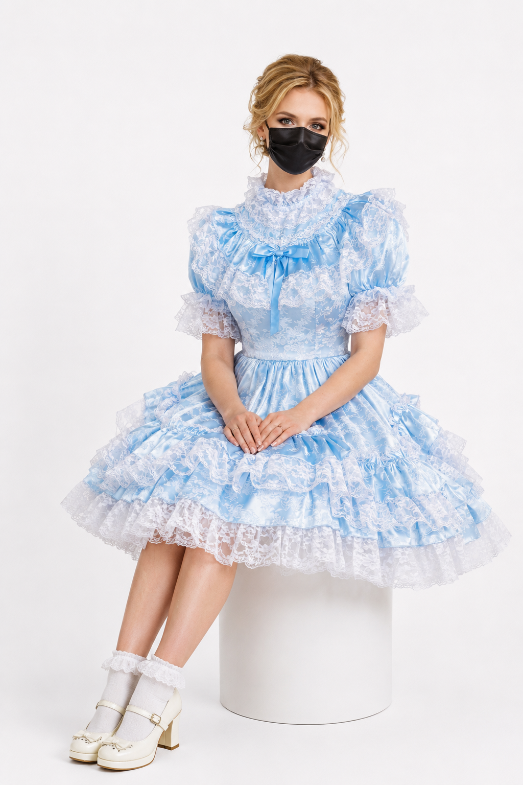 Baby Blue Satin Dress G3838