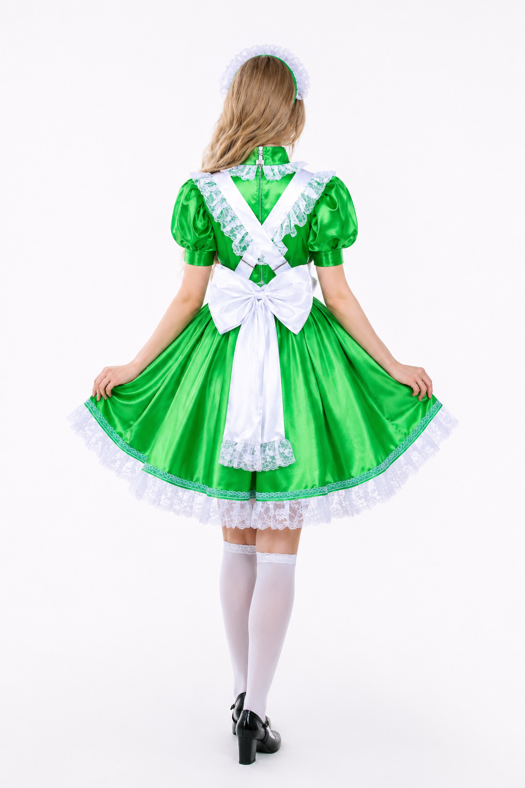Green Satin Dress G3840