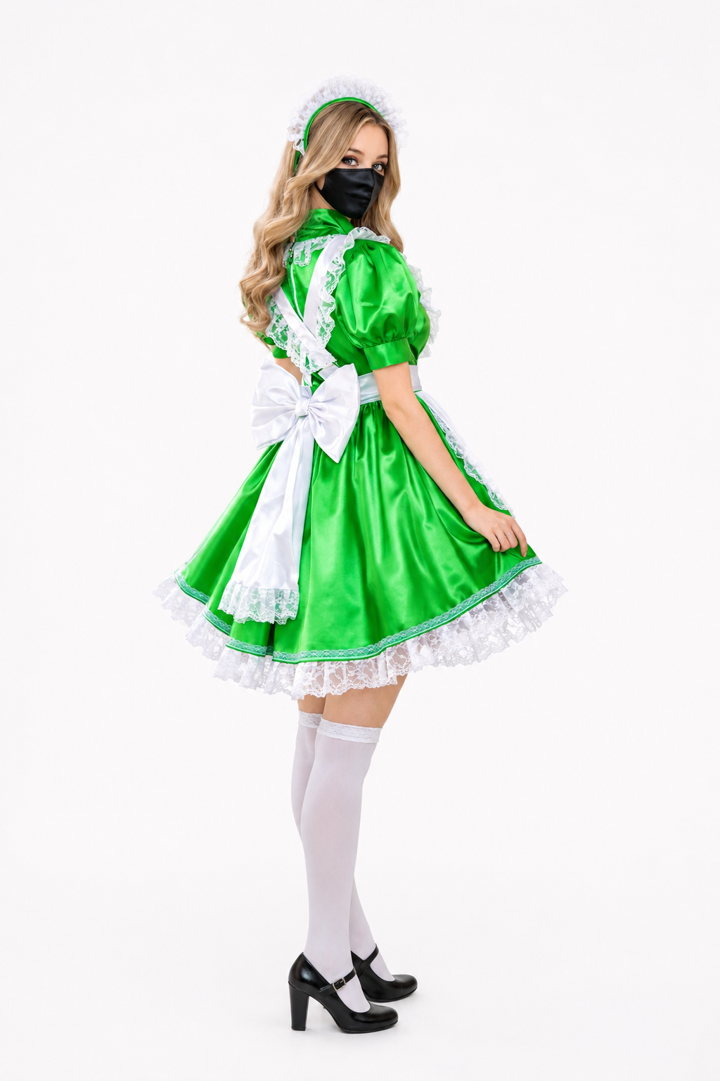 Green Satin Dress G3840