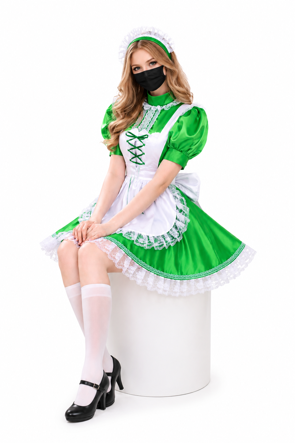 Green Satin Dress G3840