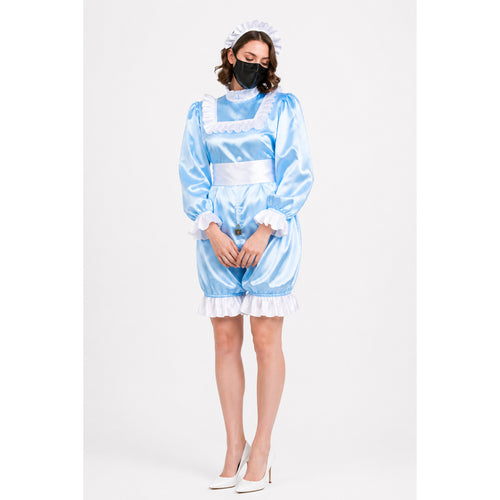 Barboteuse en satin bleu layette G3842