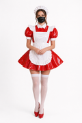 Rotes dünnes PVC-Kleid G3844