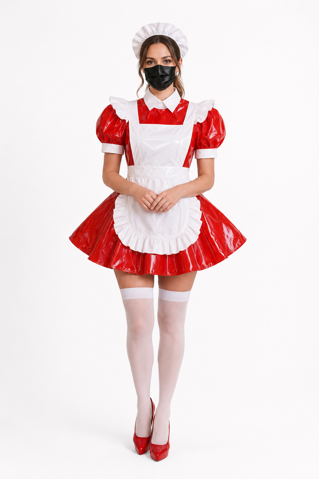 Red Thin PVC Dress G3844