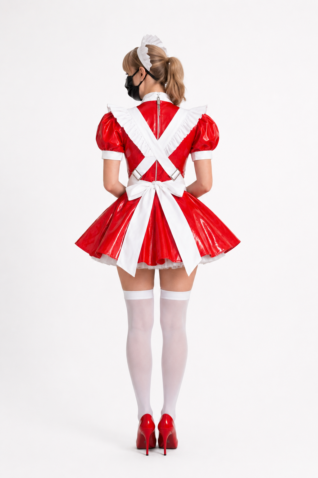 Red Thin PVC Dress G3844