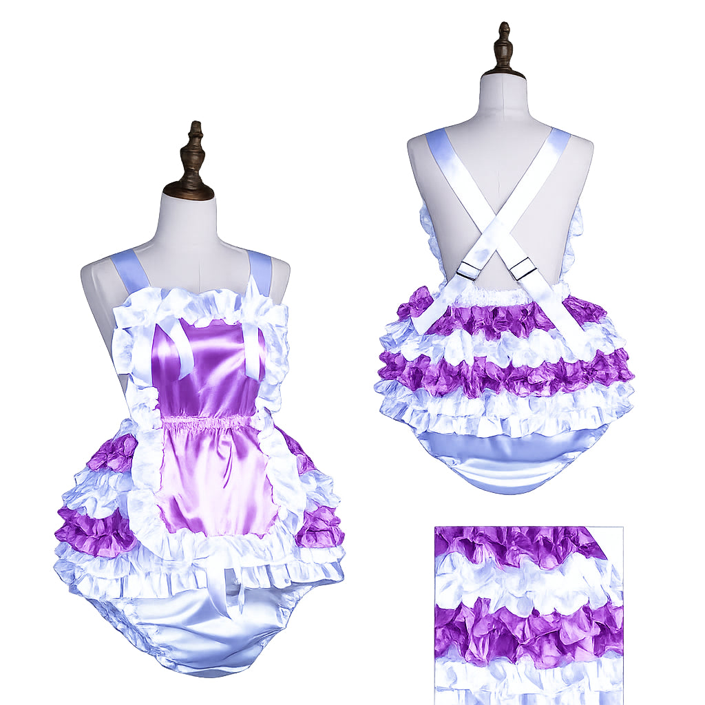 Culotte en satin violet et tablier G3848