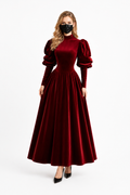 Dark Red Velvet Dress G3849