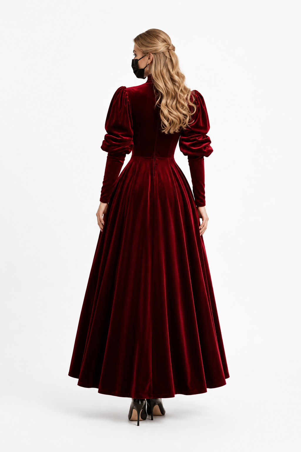 Dark Red Velvet Dress G3849
