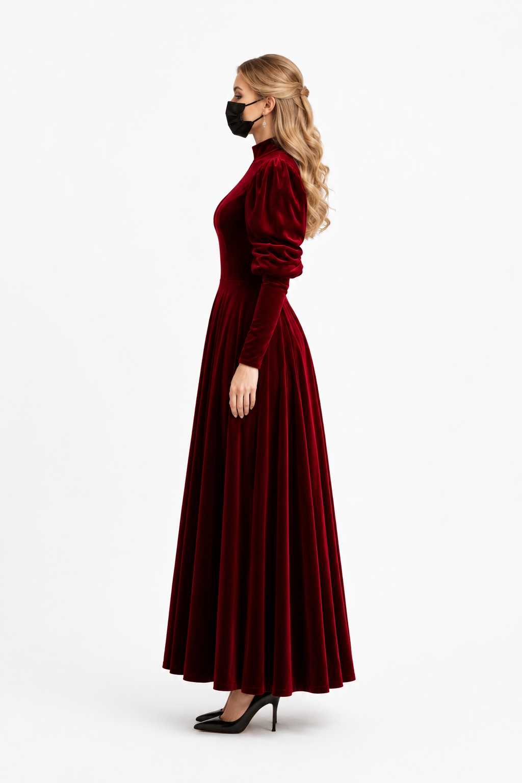 Dark Red Velvet Dress G3849