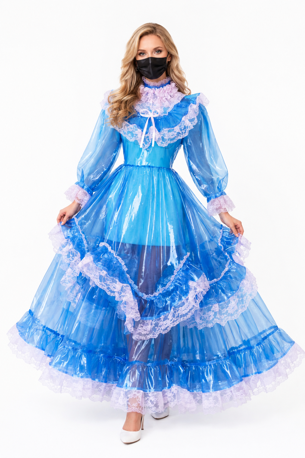 Blue Clear PVC Long Dress G3850
