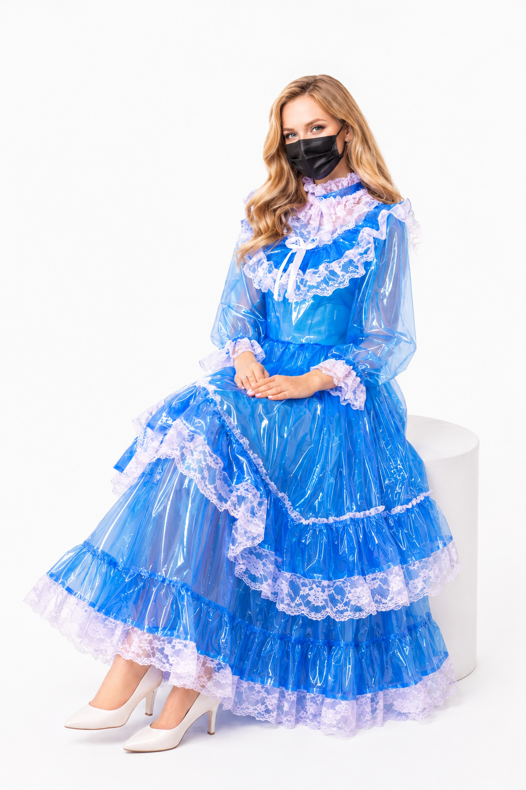 Blue Clear PVC Long Dress G3850