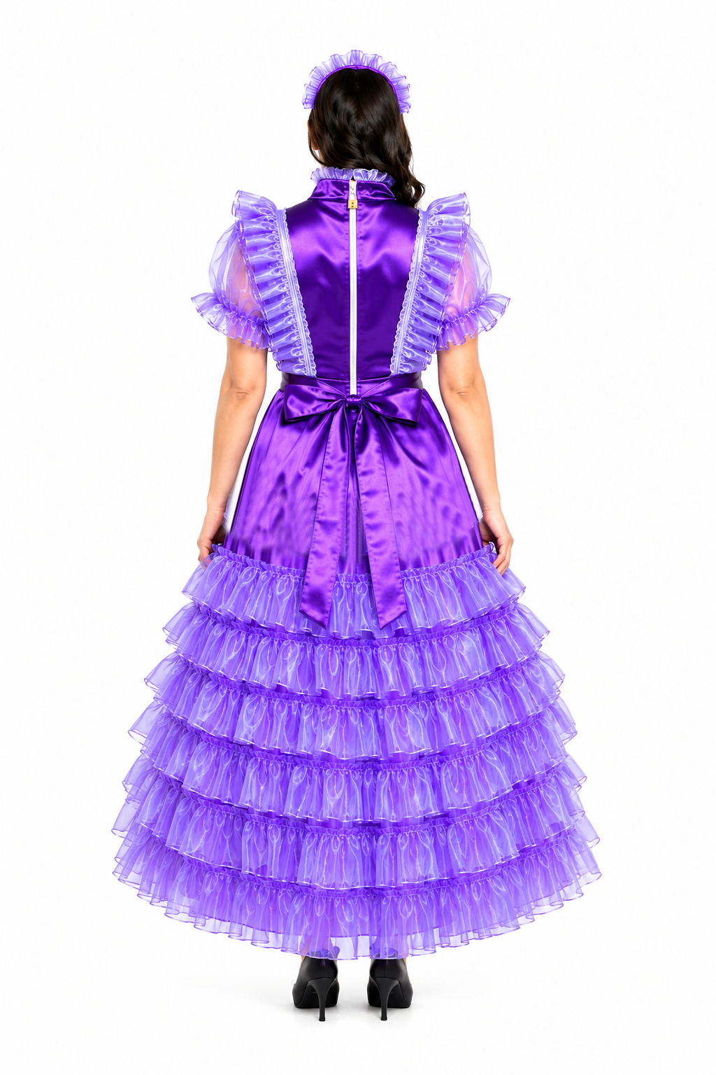 Robe en satin et organza violet G3851