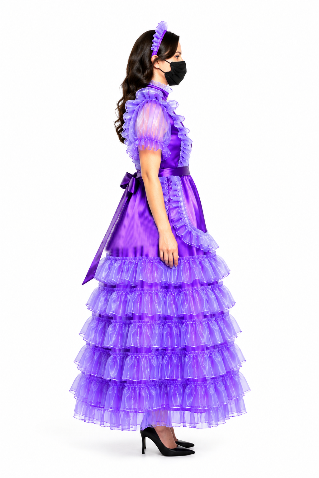 Purple Satin & Organza Dress G3851