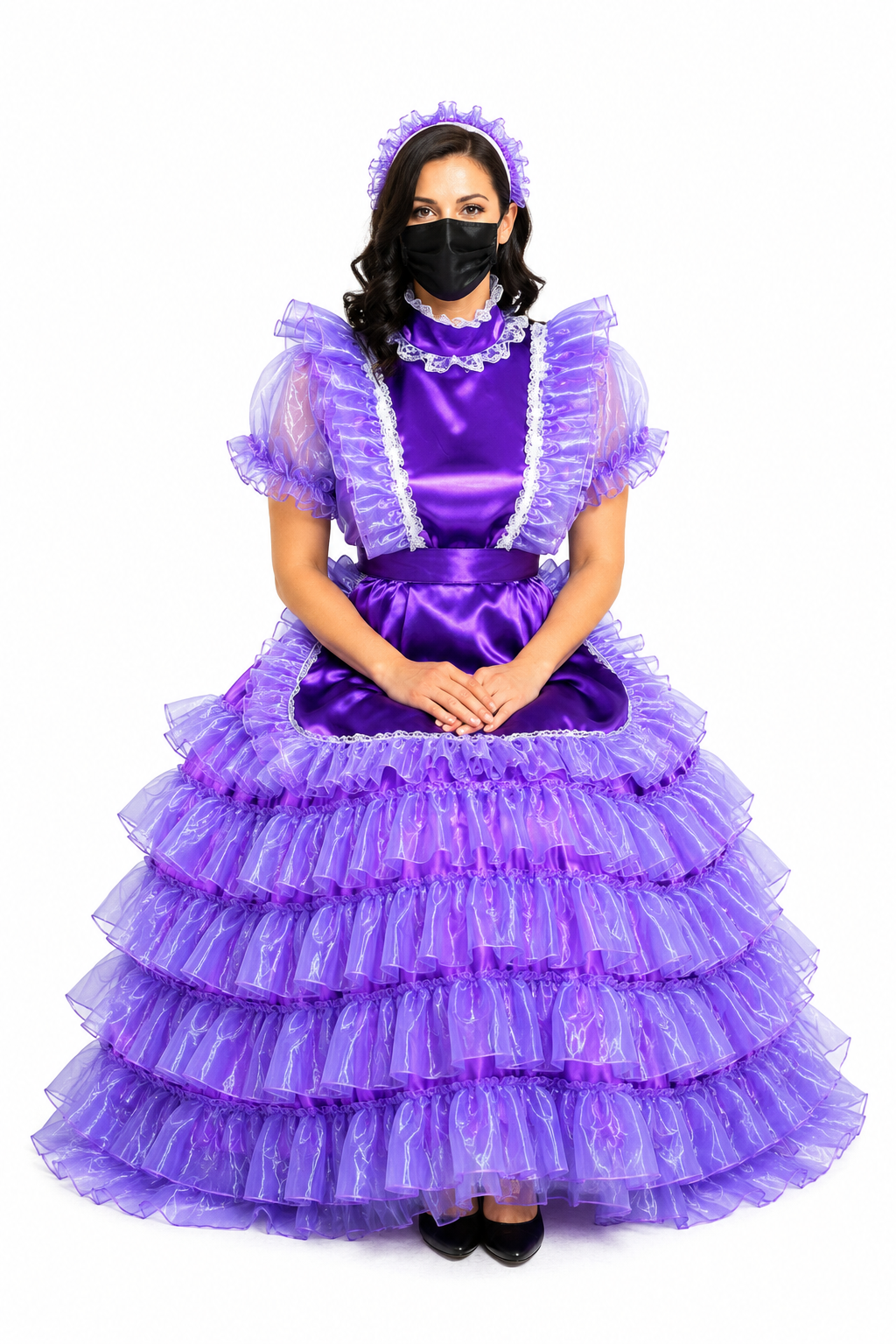 Purple Satin & Organza Dress G3851