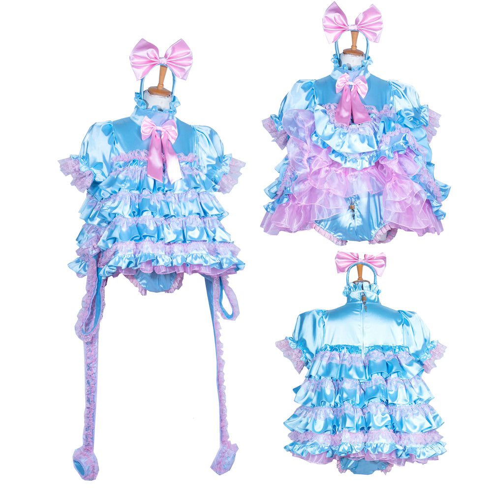 Baby Blue Satin Romper G3853