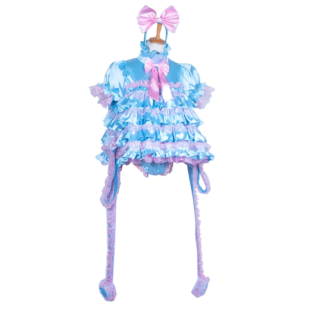 Baby Blue Satin Romper G3853