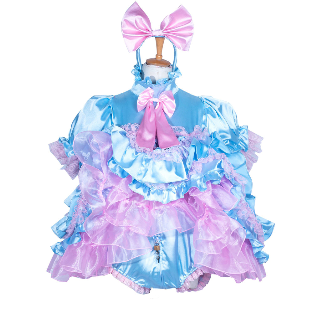 Baby Blue Satin Romper G3853
